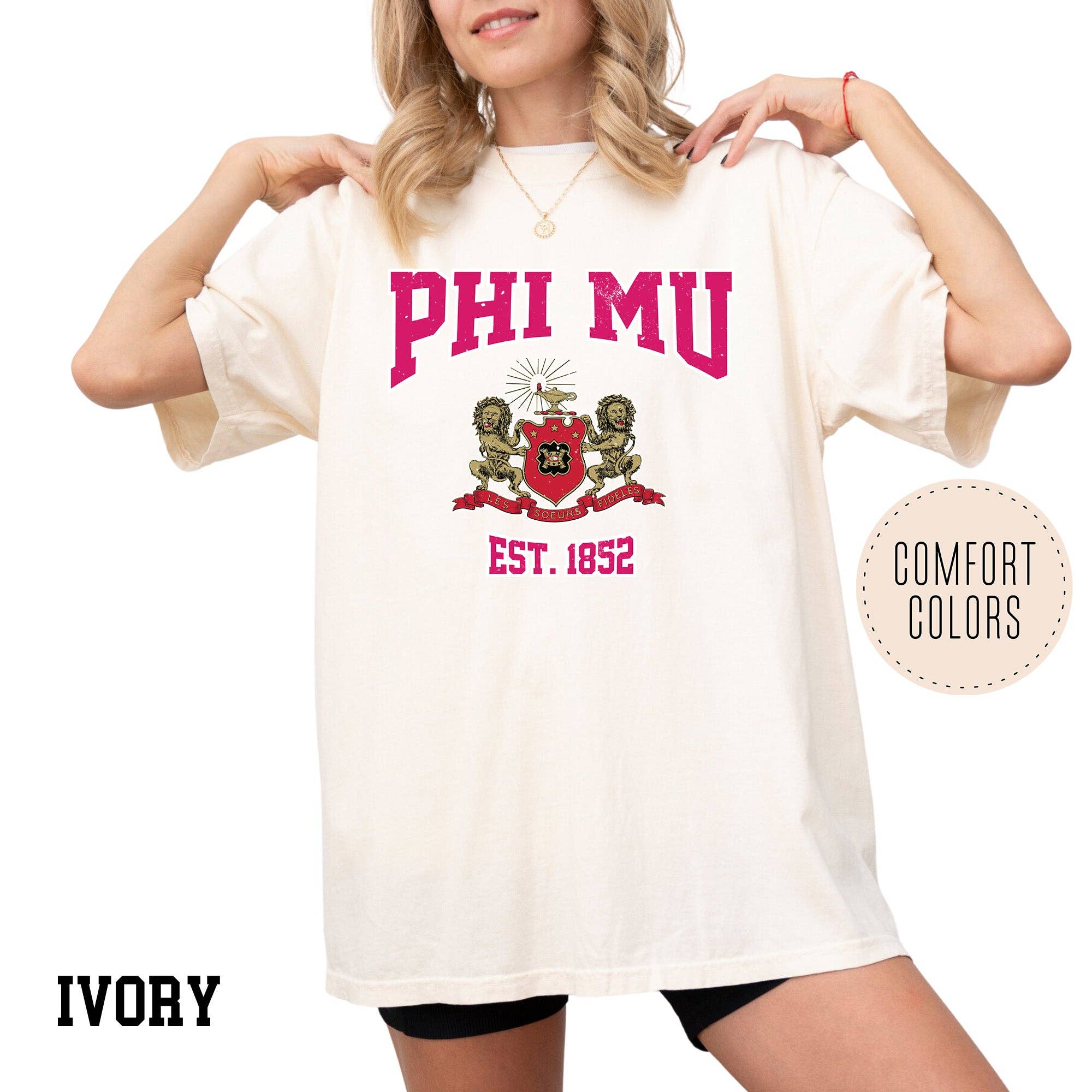 Kite and Crest - Vendita all'ingrosso Maglietta serigrafata - Donna - Maglietta della confraternita Legacy Luxe Comfort Colors18