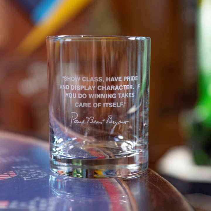 A to Z Imaging and Design - Wholesale Cocktail/Liquor Glass - Bear Bryant Quote Glass (Show Class)