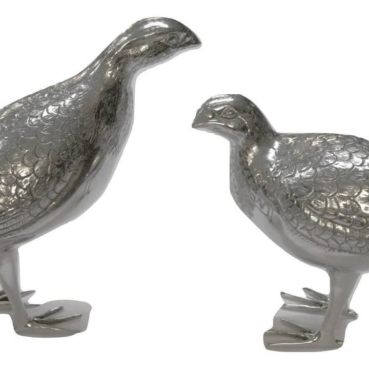 Coppia di pernici in peltro per la vendita all'ingrosso da parte di João Vieira de Campos, Lda.