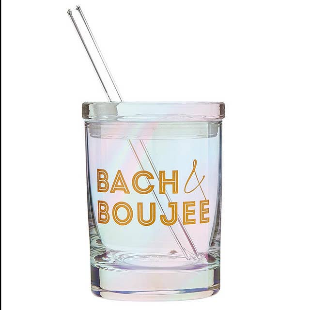 Glass DOF with Lid and Straw - Bach Boujee for wholesale by Slant Collections by Creative Brands