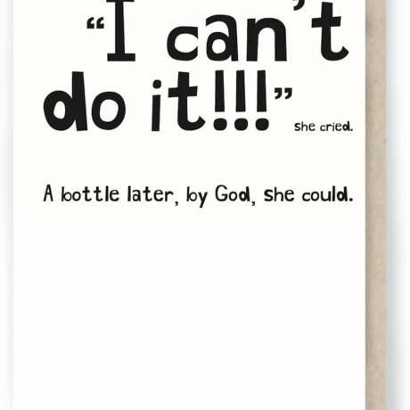 Hit and Run Greetings - Wholesale Everyday Greeting Card - 484: Can't Do It!" ... Funny Drinking / Wine / Sarcastic