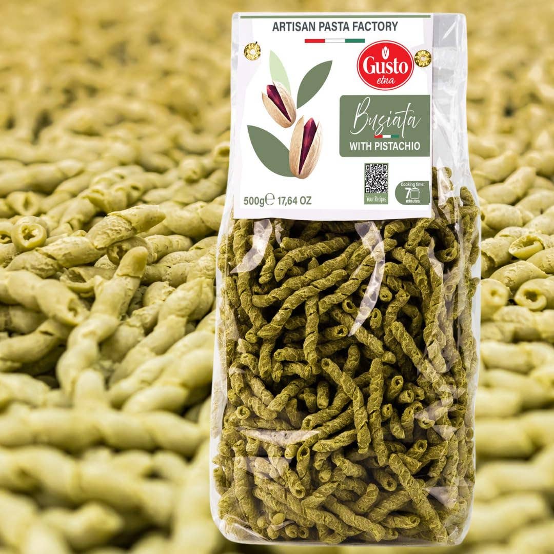 Wholesale Italian Food - Wholesale Pasta - Gusto Etna, Pistachio Busiata Pasta, Spiral Pasta (500 g)2