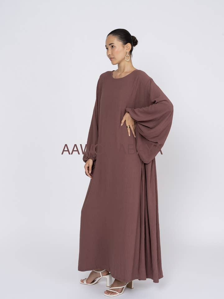 Aawoe Abaya - Wholesale Kaftan - Women's - Jazz Fabric Puff Sleeve Abaya - 2166