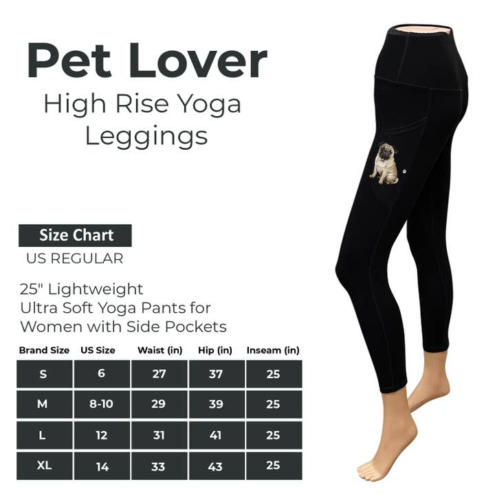 E&S Pets - Wholesale Athletic/Lounge Leggings - Women's - Pug 25" High Rise Leggings for Pet Lovers5