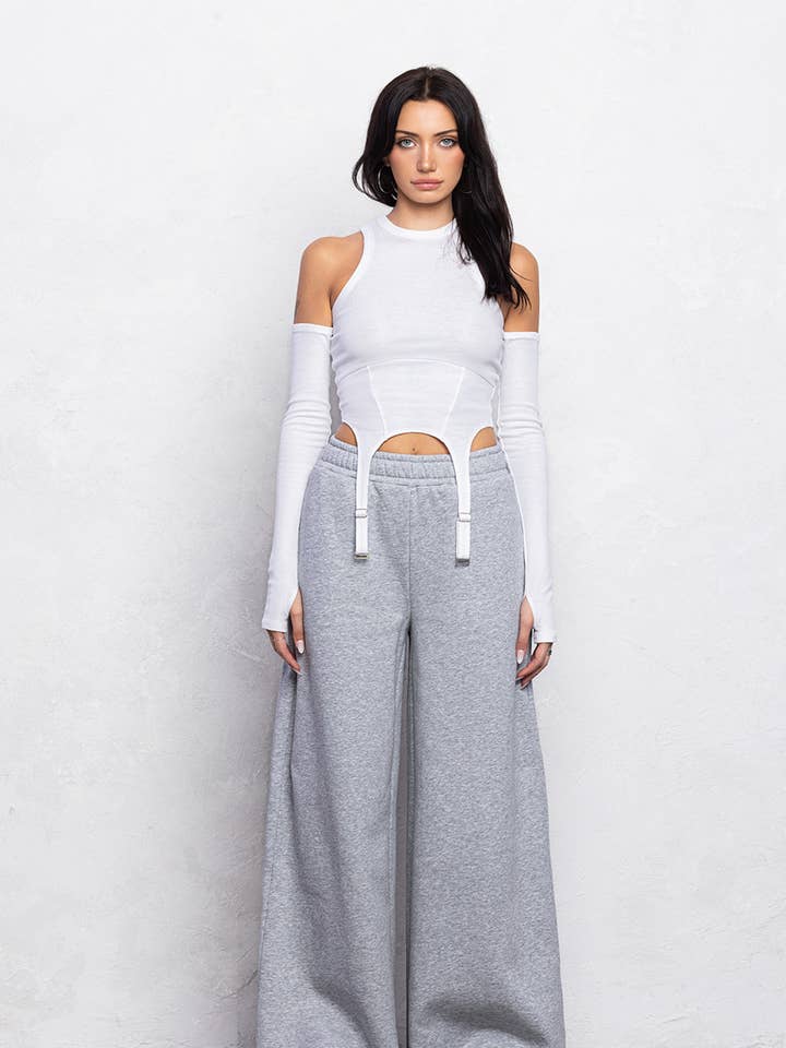 No Vacancy - Vendita all'ingrosso Pantaloni sportivi/da jogging loungewear - Donna - Pantaloni sportivi casual in pile a gambe larghe7