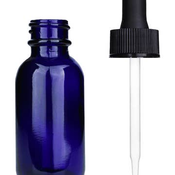 Best Bottles - Wholesale Essential Oil Holder - Boston Round Blue Bottle - 30ml (Multiple Dropper Colors)10