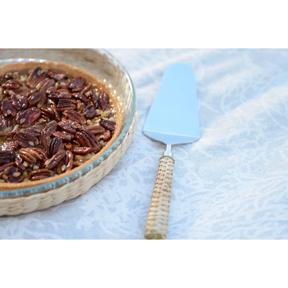 AULICA - Venta al por mayor Utensilio para servir - Pala para tarta beige con mango de mimbre2