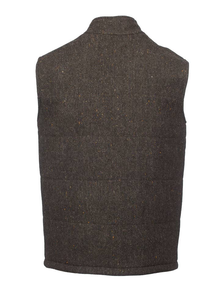 Brown Hopsack Tweed Body Warmer & Gilet With Leather Trims for wholesale on Faire5