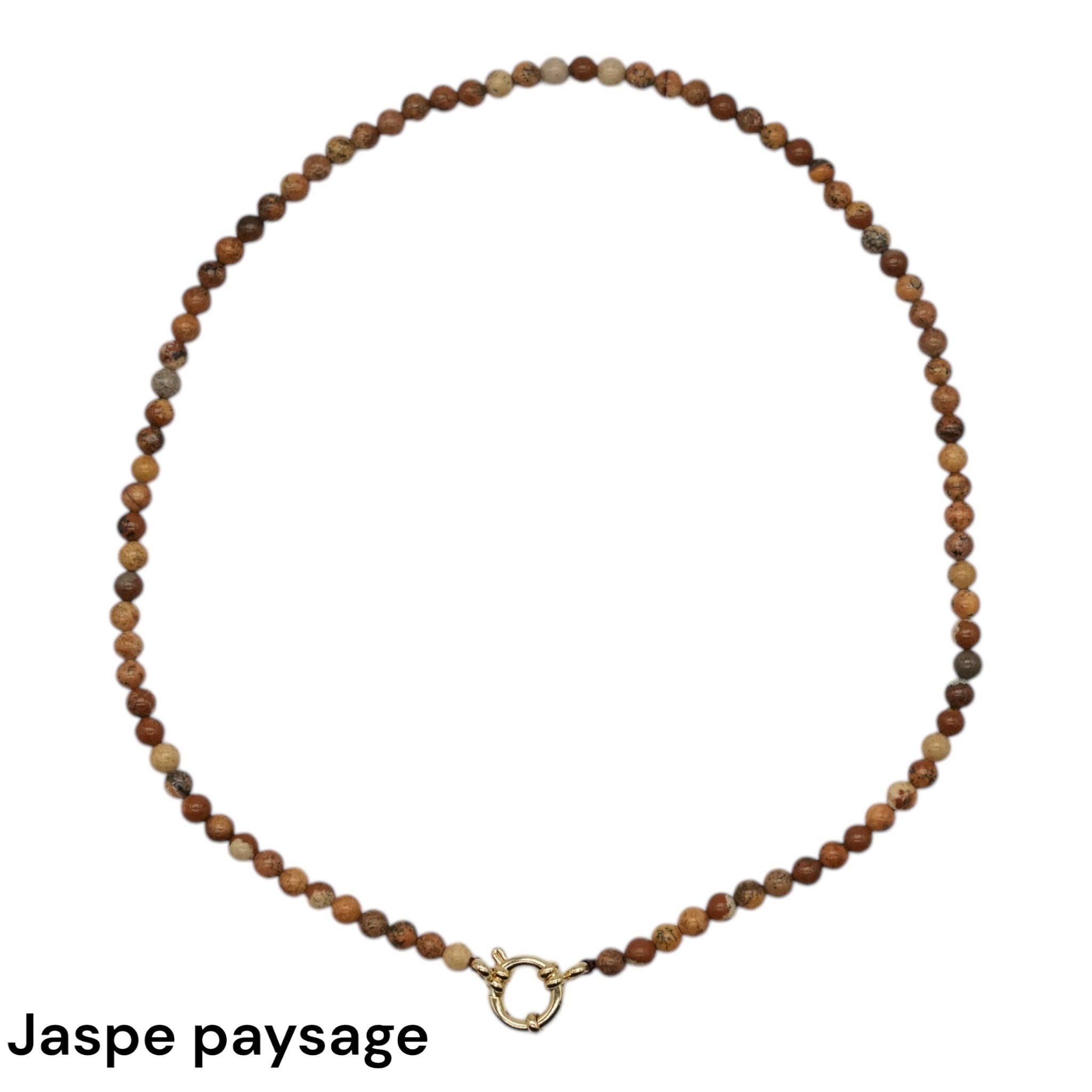 Foliesbijoux - Wholesale Beaded/Pearl Necklace - 43 cm 4 mm necklace with gold-plated stainless steel buoy clasp (20 stones available)10