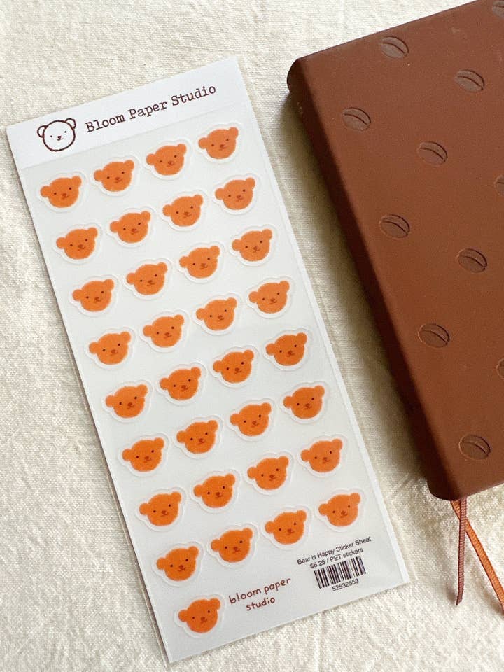 Bear is Happy Sticker Sheet for wholesale by Bloom Paper Studio