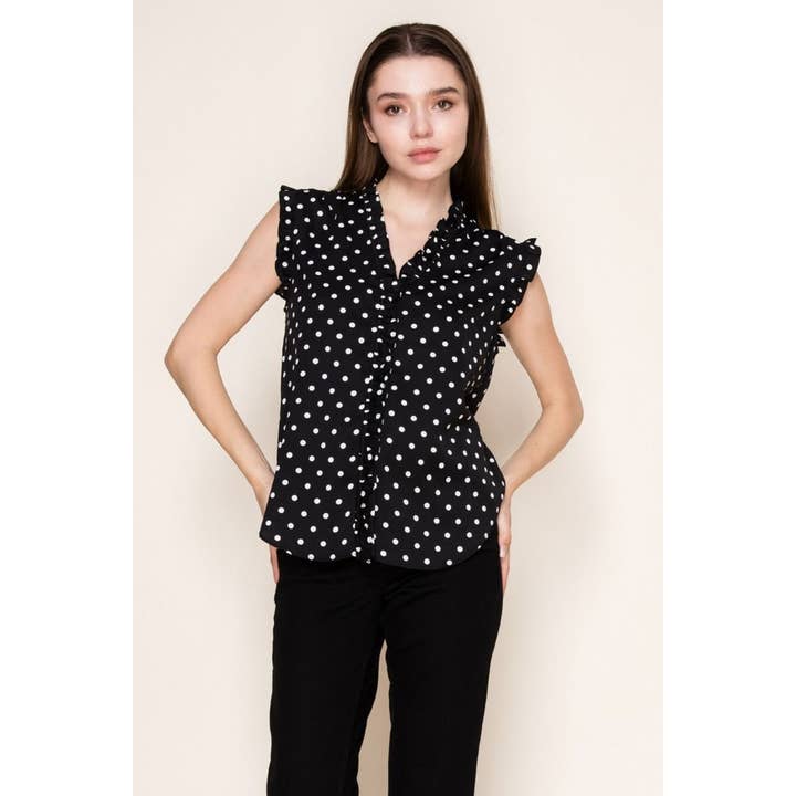 Ärmlös stickad topp med prickar för wholesale av White Birch