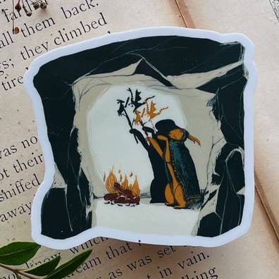 De geïllustreerde vinylsticker van The Cave voor wholesale door Whale and Petunias Art