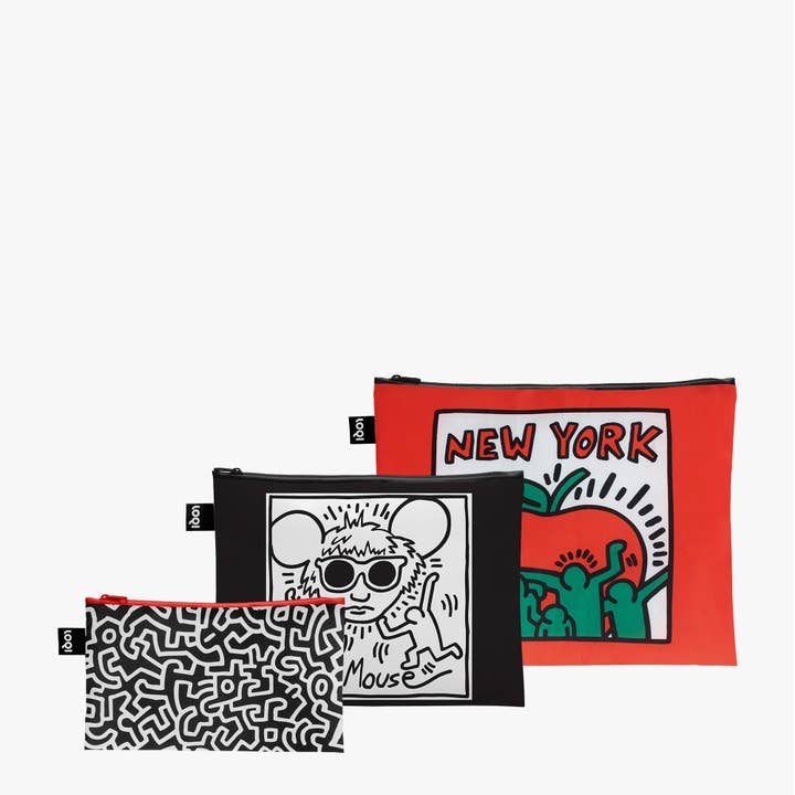 KEITH HARING Untitled, Andy Mouse, New York Recycled Zip Pockets for wholesale by LOQI LLC