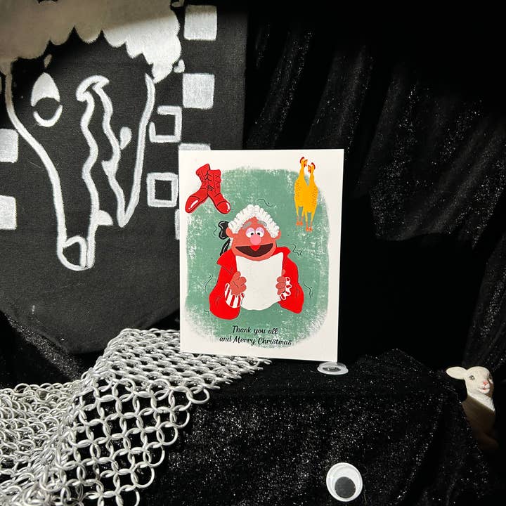 Christmas Carol Bear 5.5x4" Holiday Card for wholesale by LambRot Art