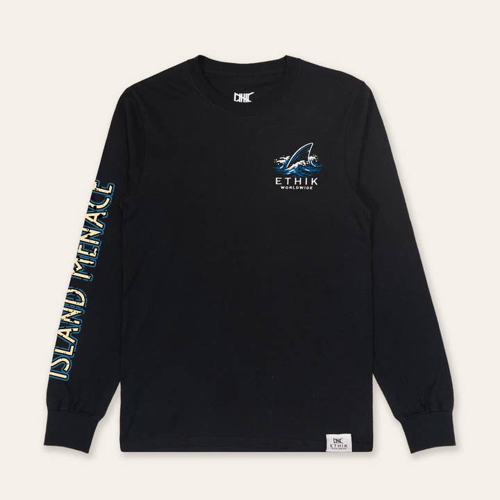 Island Menace Manga Comprida | Preto por atacado de Ethik Worldwide