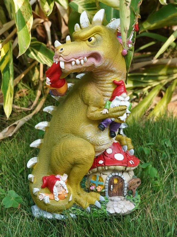 Dinosaur Swinging Gnomes Statue Green - BY MARK & MARGOT - FREE SHIPPING! for wholesale by By Mark & Margot