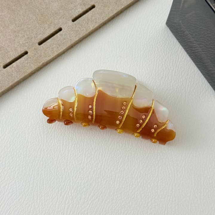 SoapElenGlen - Wholesale Hair clip – Women’s - Rhinestone - Embellished Croissant Bread Acetate Hair Clips3