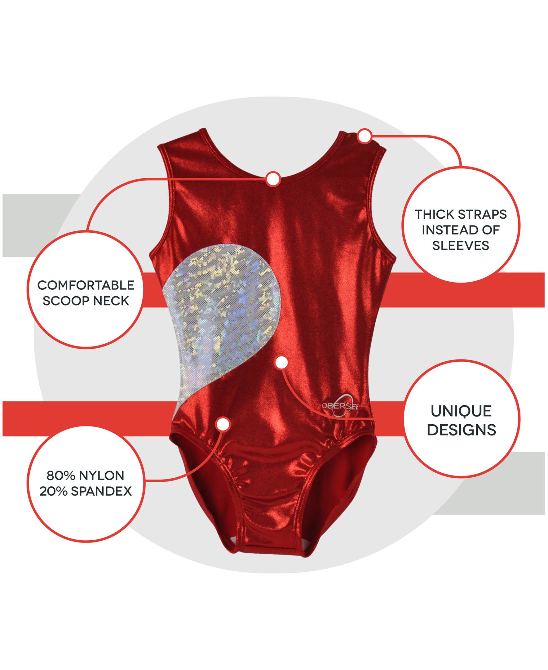 Obersee - Wholesale Clutch Bag - Women's - Girl's Gymnastics Leotard - Red Heart4