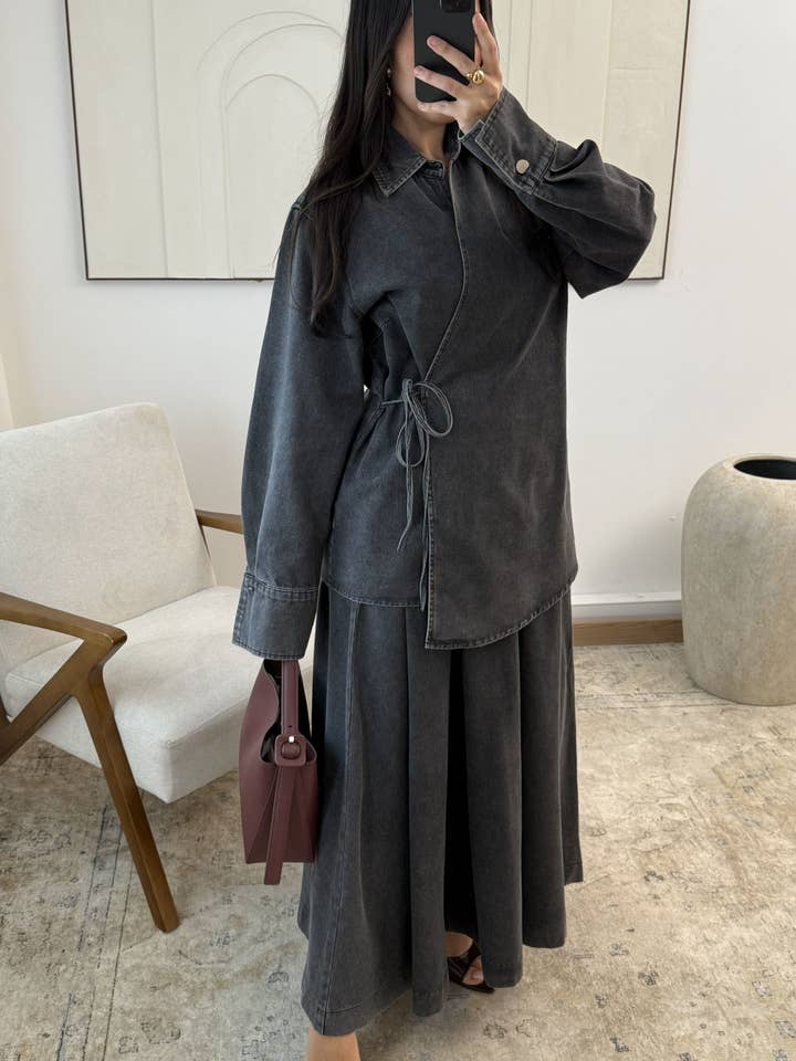 Conjunto Saia Jeans Jeanne B282 por atacado de White Icy