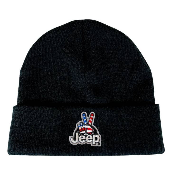 Gorra - Jeep Wave USA Patch Flip Knit - Negro para venta al por mayor de Detroit Shirt Co.