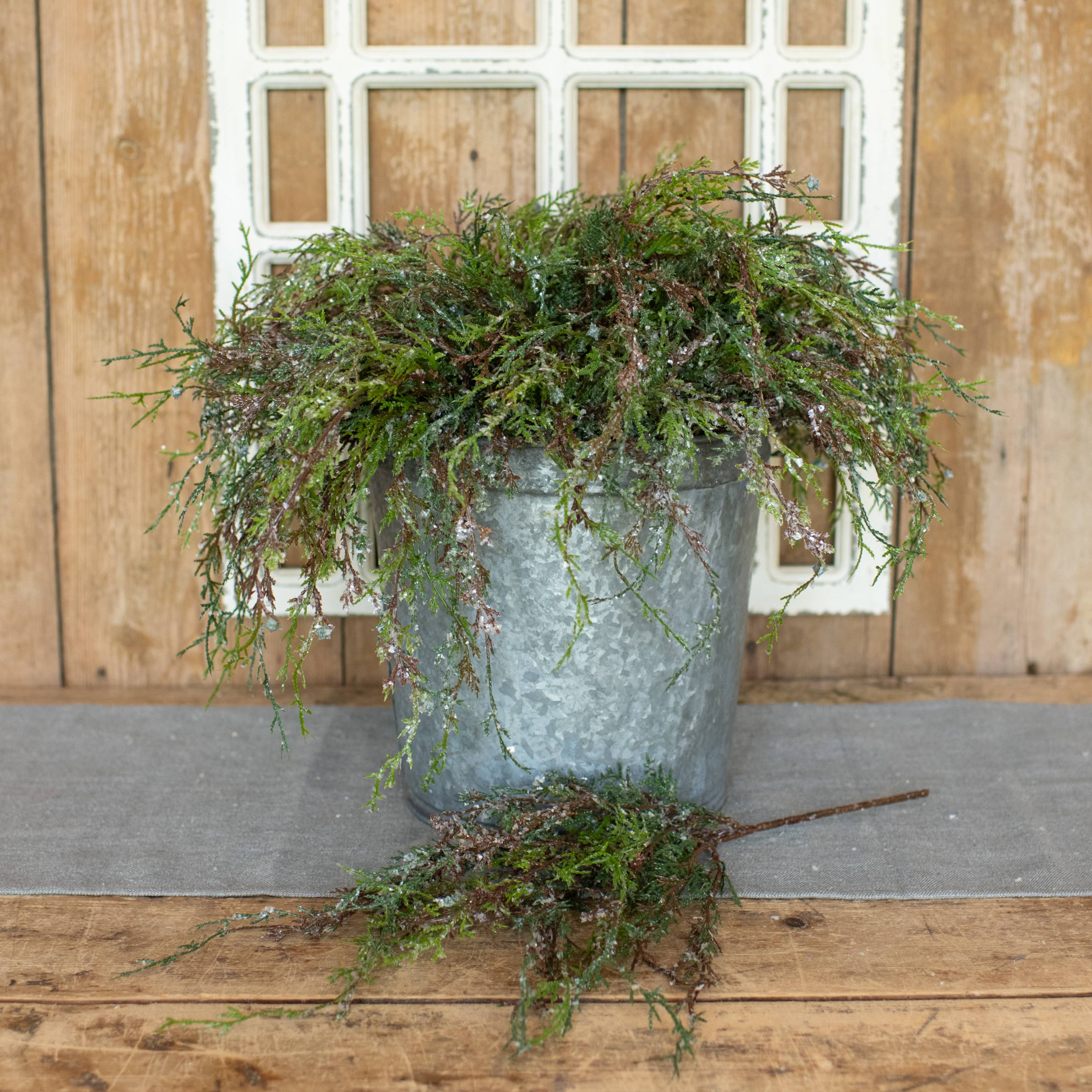 Ragon House - Wholesale Artificial Plant - 17"  WEEPING CEDAR PICK WITH SNOW2