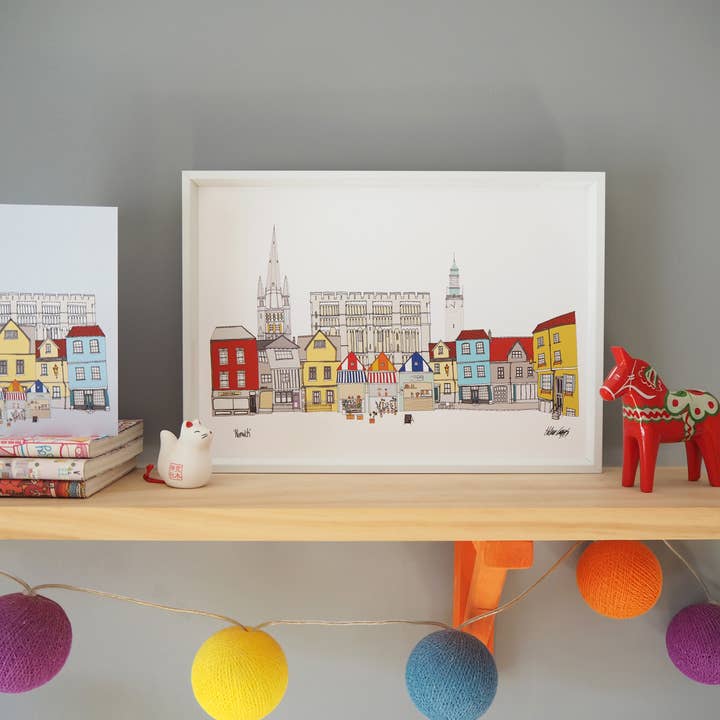 Stampa Norwich Skyline A4 per la vendita all'ingrosso da parte di Helena Carrington