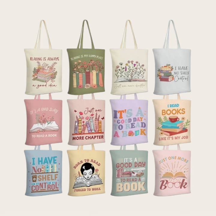 Sacs fourre-tout en toile à thème de livre pour la vente par Ella Blue