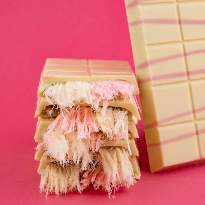 Patislove - Vente Friandises enrobées de chocolat - Cheveux d'Ange Chocolat Blanc Pistache & Barbe à Papa, 90G7