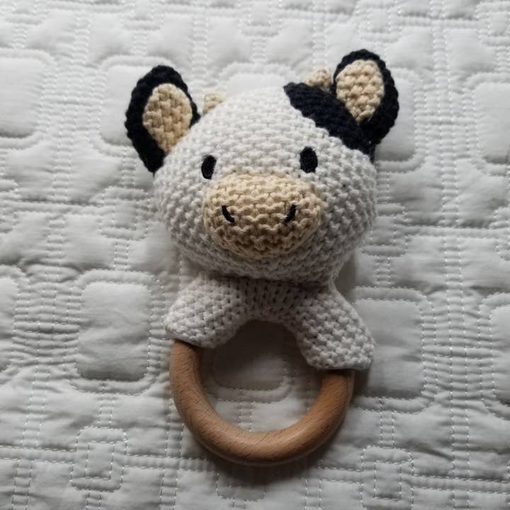 Hand Crocheted Cow Rattle for wholesale by D & C TOYS