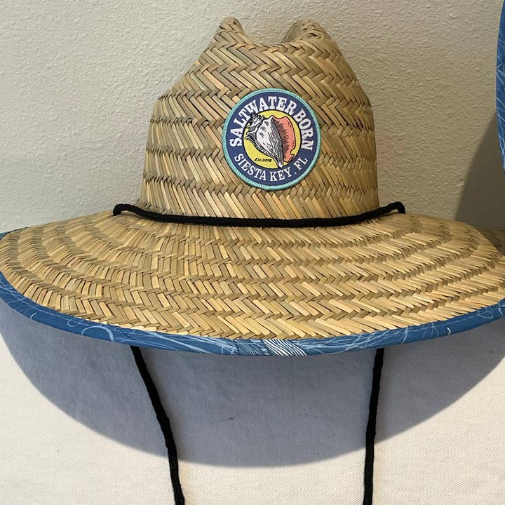 Saltwater Born - Wholesale Straw Hat - Unisex - Siesta Key Shark Brim Lifeguard Straw Hat0