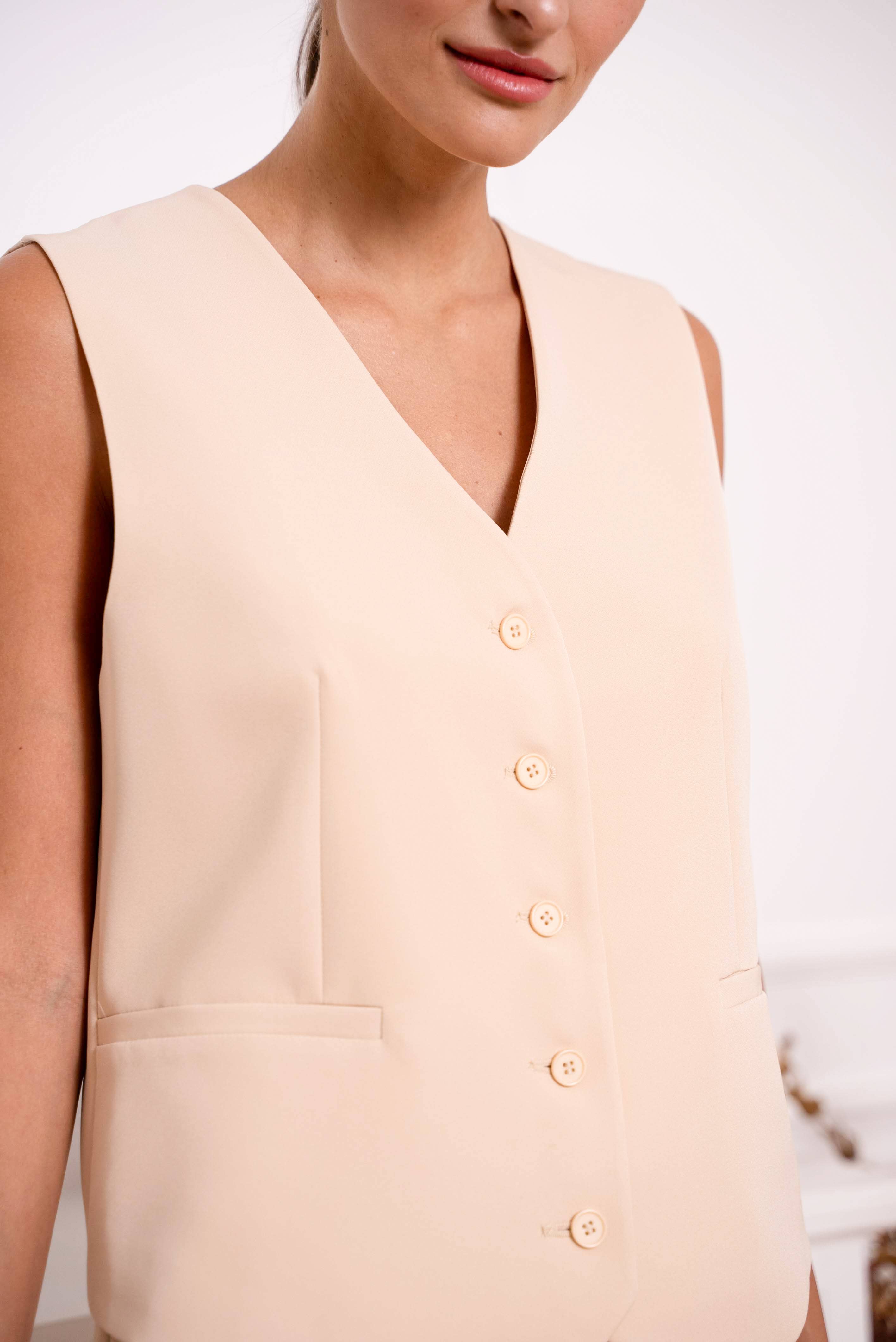 Attentif Paris - Wholesale Suit Vest - Women's - [Timeless] Solid Sleeveless Tailored Vest9