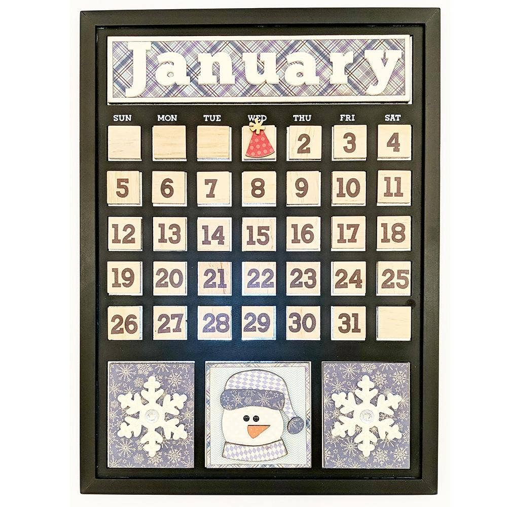 Foundations Decor – wholesale DIY craft kit – Magnetic Calendar - January - raw MDF DIY Decor0