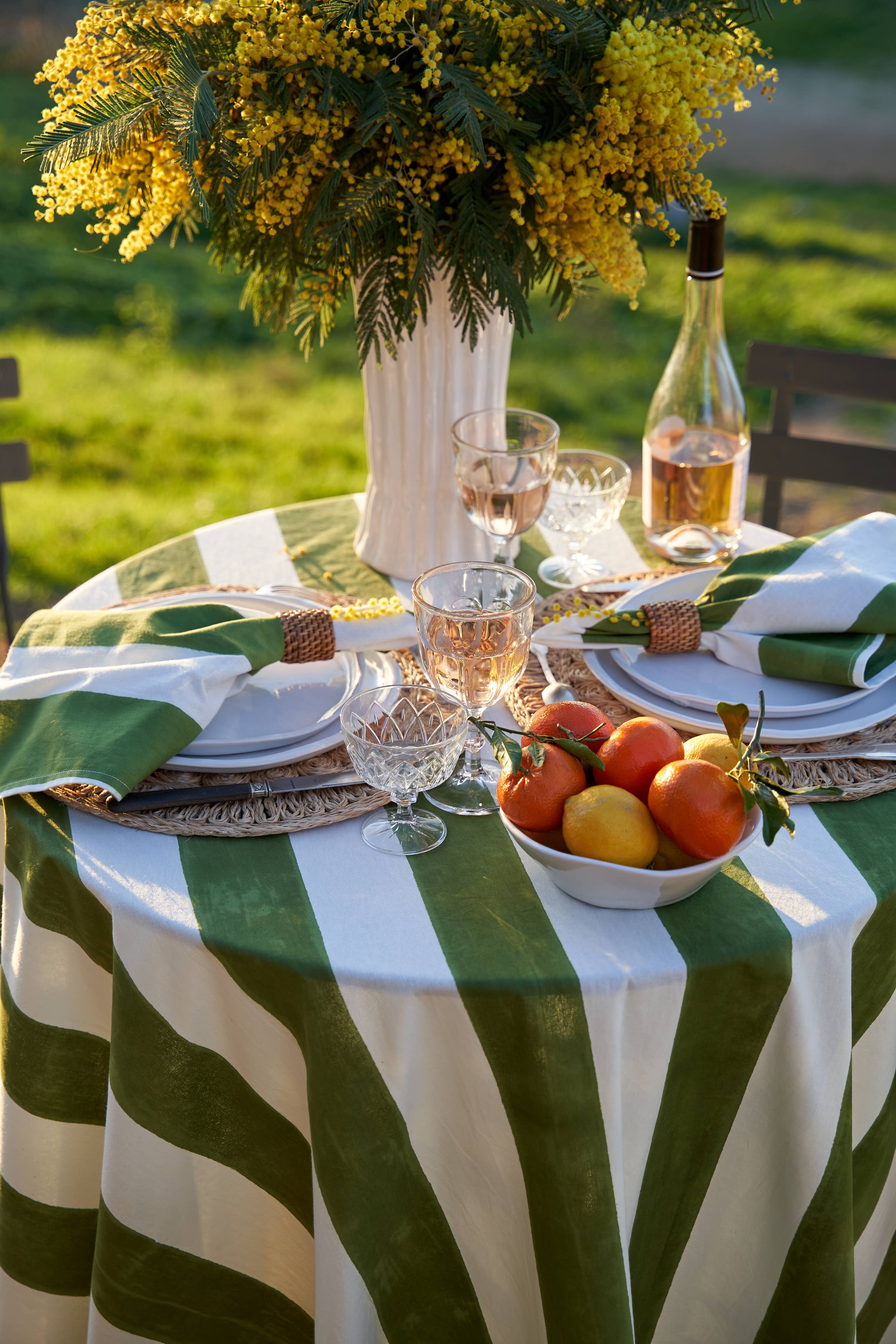 Couleur Nature - Venta al por mayor Manteles - St. Tropez Rayas Verdes | Mantel Francés9