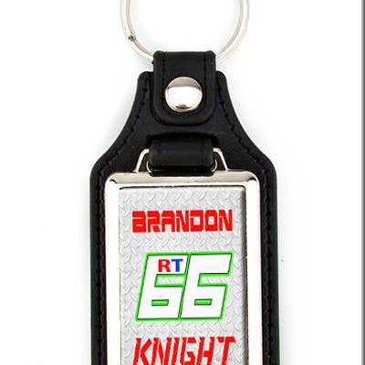 Racer nøglering med for- og efternavn samt bilnummer på føreren for engroshandel hos DK LaserWorx