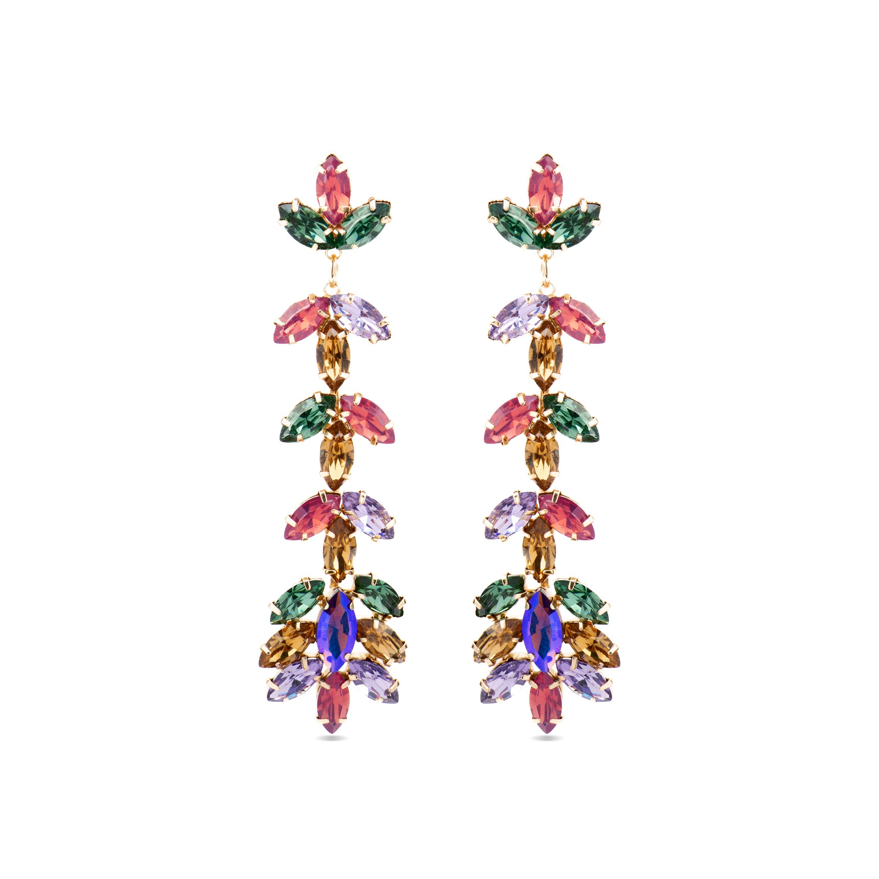 Luxenter - Wholesale Dangle Earrings - Pendientes con Cristal Multicolor acabado oro 18k - Durblai