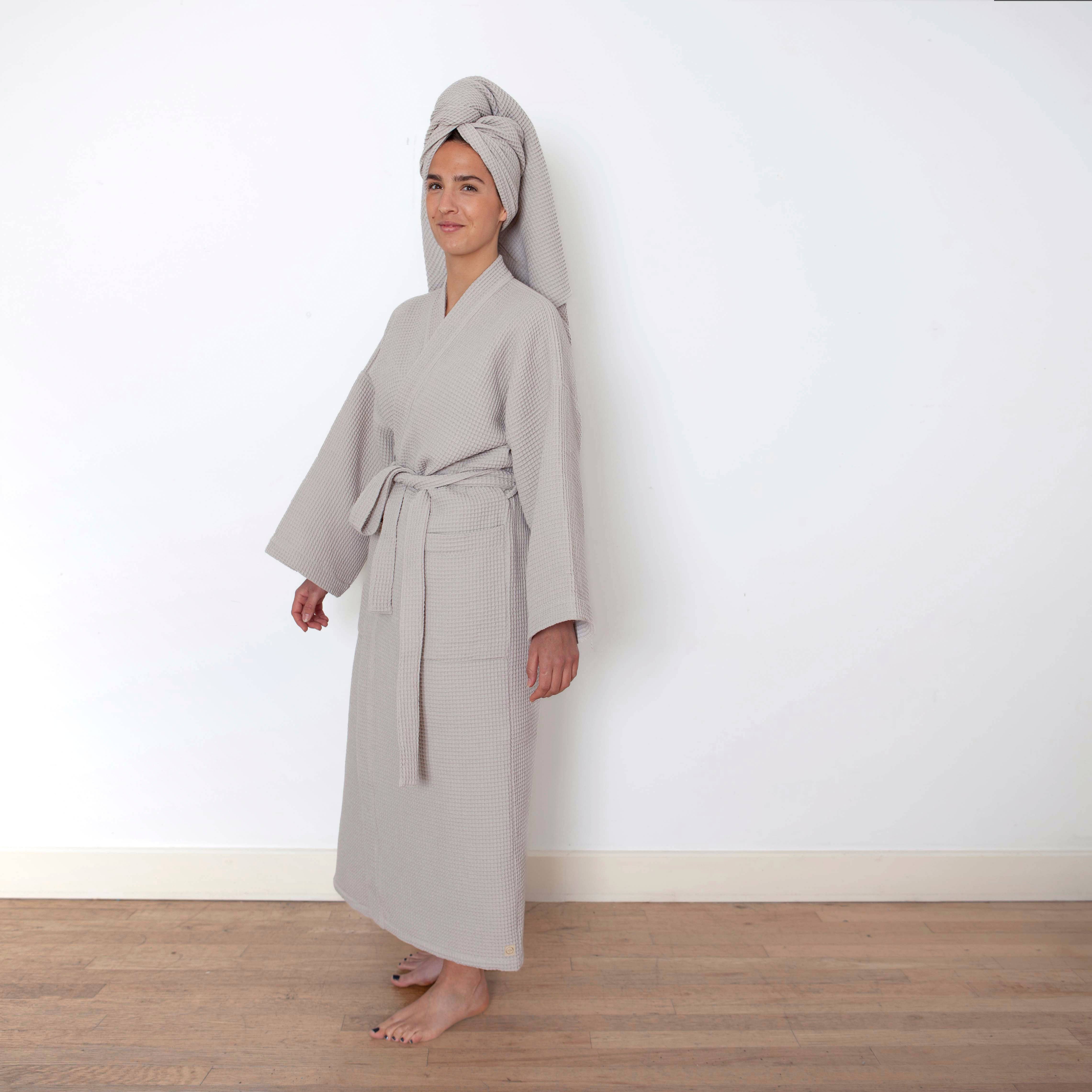 EKIN FROG – wholesale Robe – Women's – Beige Cotton Bathrobe10