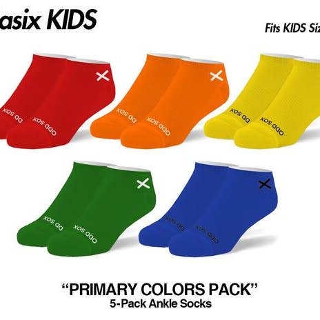 Ankle Solid Core Primary 5 Pack - Ages 4-7 for wholesale by Odd Sox