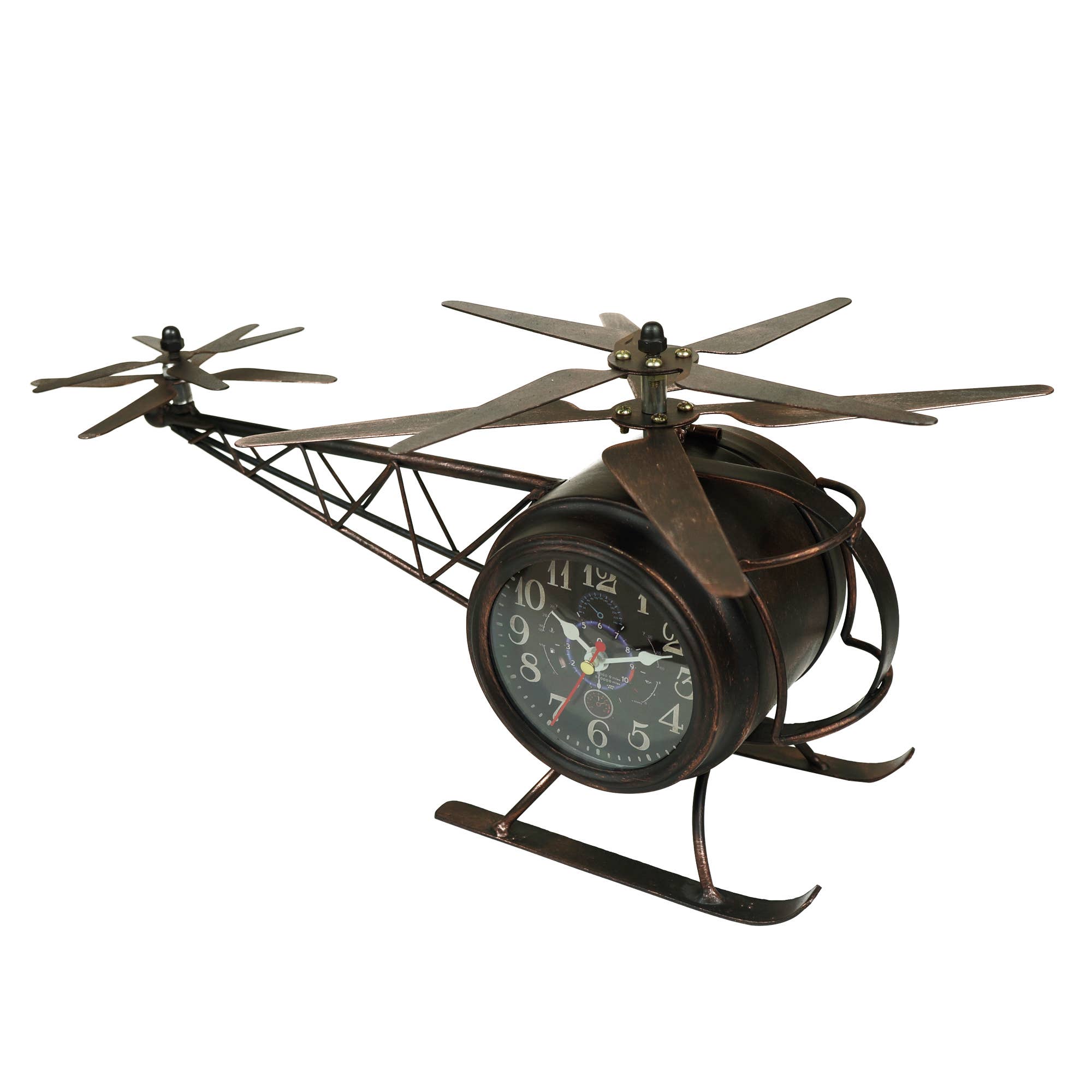 Boxman - Wholesale Mantel Clock - Antique Brass Helicopter Table Clock2