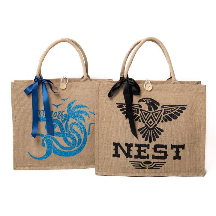 Sisters G Kids - Wholesale Gift bag - Custom Logo Jute Tote Bag with Bow – Wholesale Eco Gift Bag 6