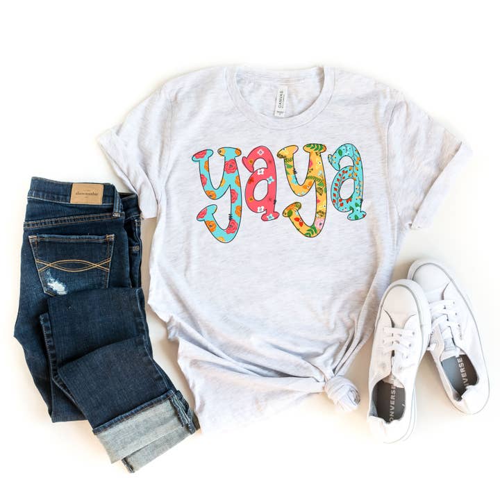 Simply Tees - Wholesale Screen Printed T-Shirt - Women's - Floral Yaya Ash Tee
