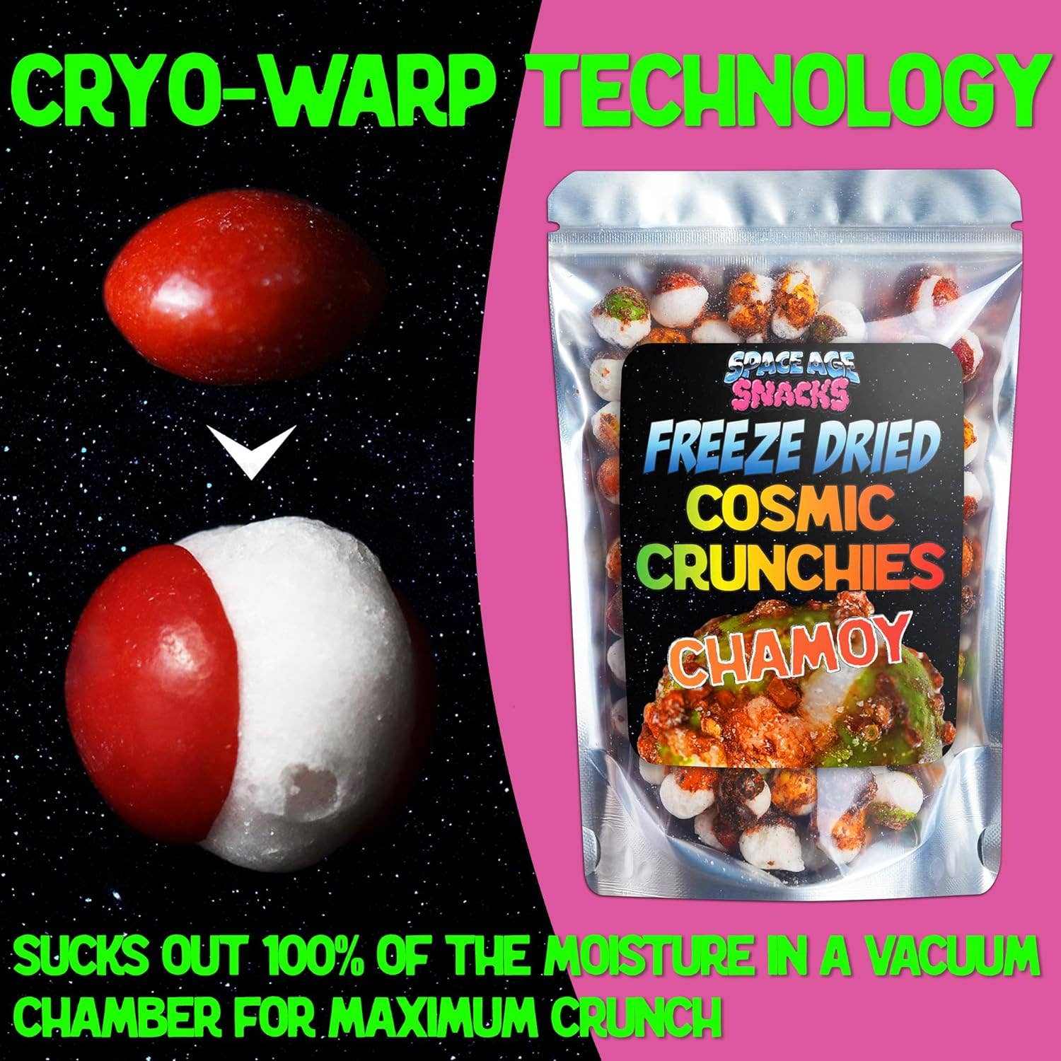 Space Age Snacks - Wholesale Hard Candy - Freeze Dried Chamoy Cosmic Crunchies (5 Ounce)2