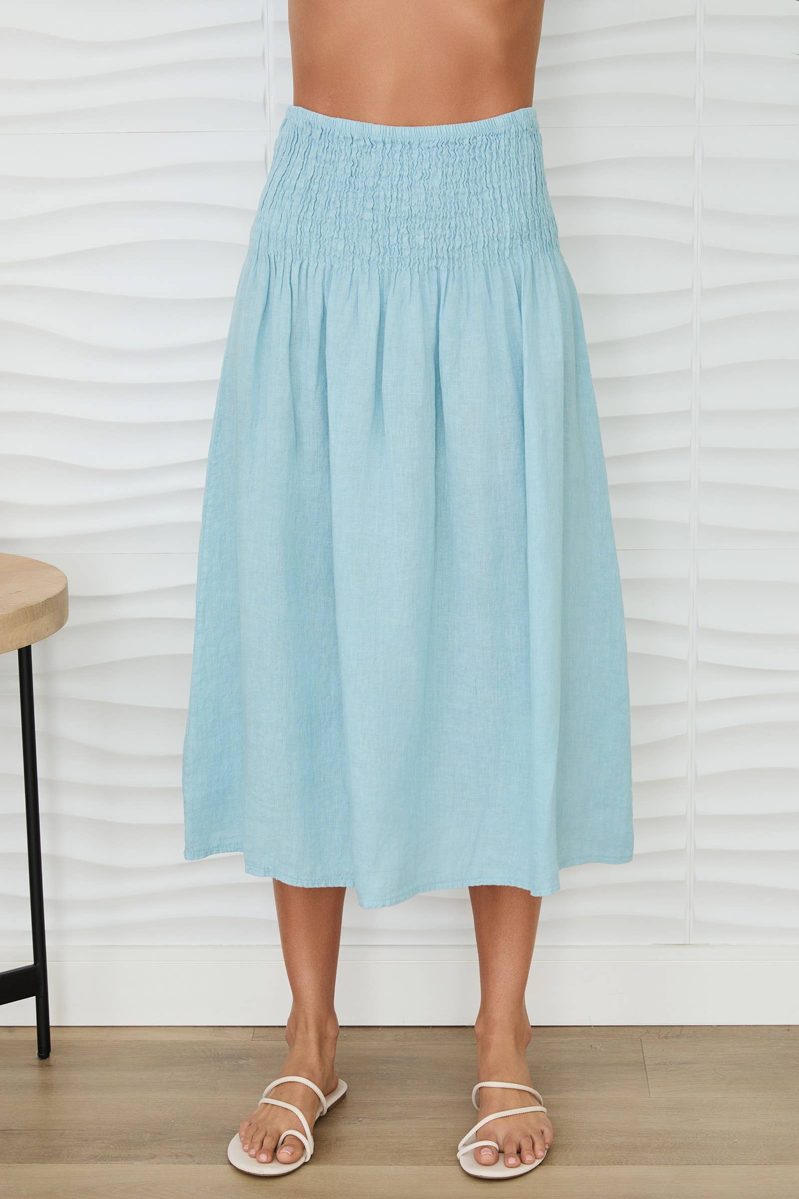 MILIO MILANO - Wholesale Skirt - Women's - LINEN SHIRRED WAIST A-LINE  SKIRT (255030)0