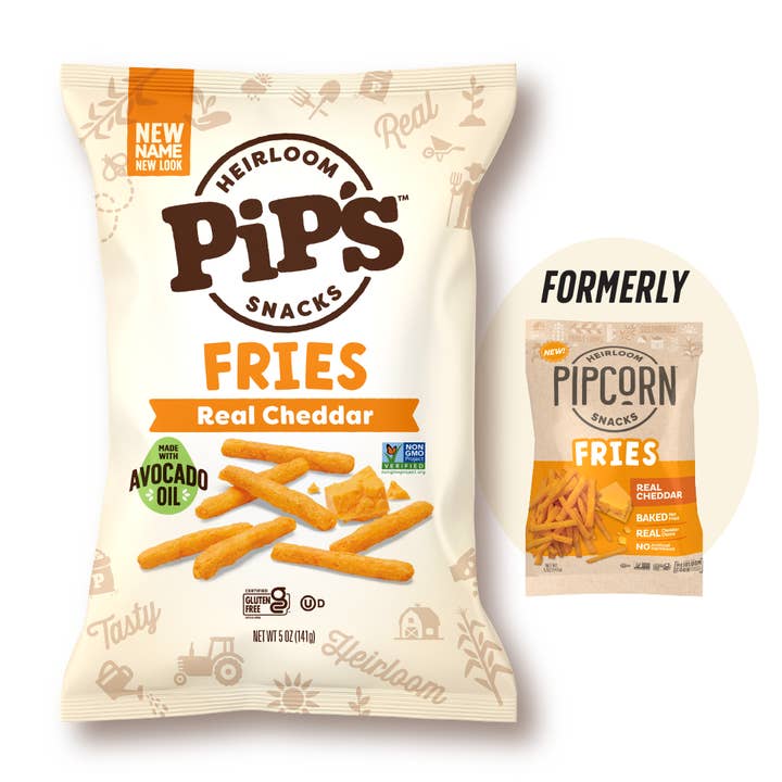 Cheddar Fries, 5oz  (12 Bags in 1 Case) for wholesale by Pip's Heirloom Snacks