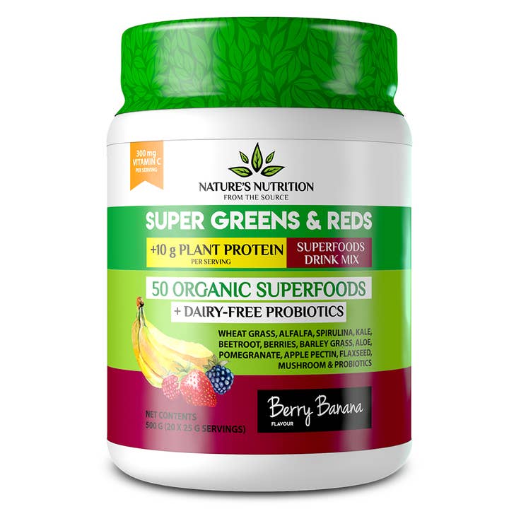 Supergreens Ekologisk blandning Probiotics Berry Banana 500g för wholesale av Beauty Gen