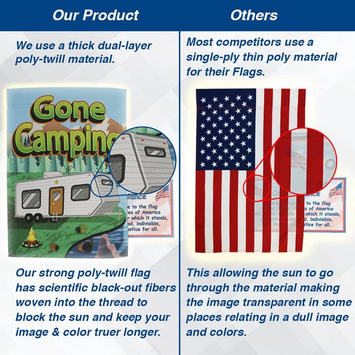 Flags Importer - Wholesale Flag - H&G Studios Gone Camping 12x18in Garden Flag13