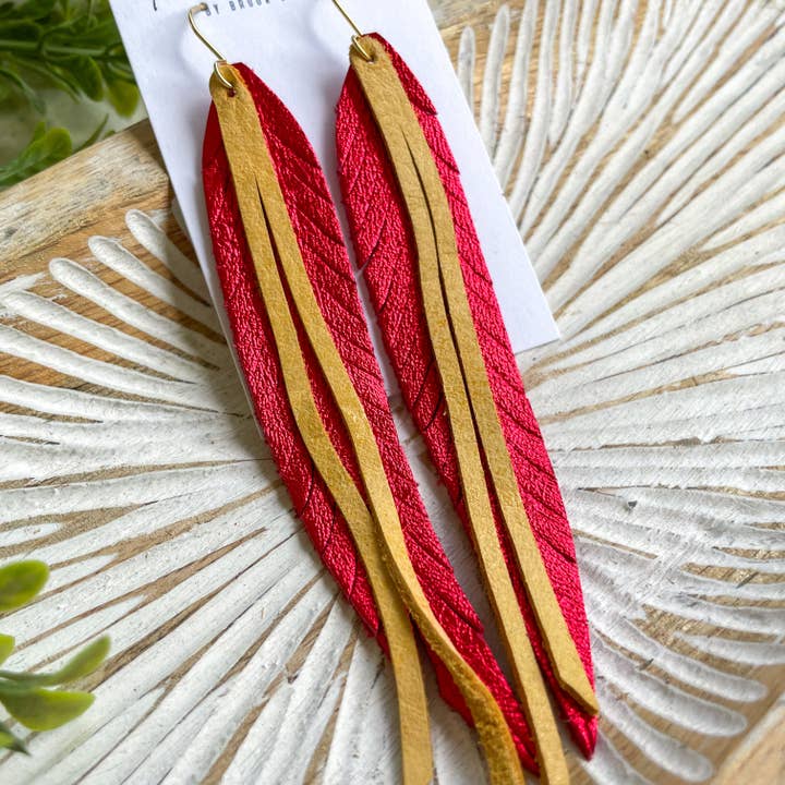 Rebel Rose Designs by Brook – Brincos de argola por atacado – Brincos KC Skinny Feather1