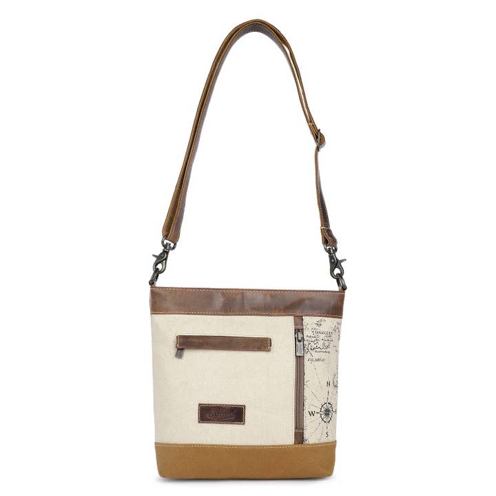 Bandolera de lona y piel para mujer - Bone/Chamoisee para venta al por mayor de Sixtease Bags USA