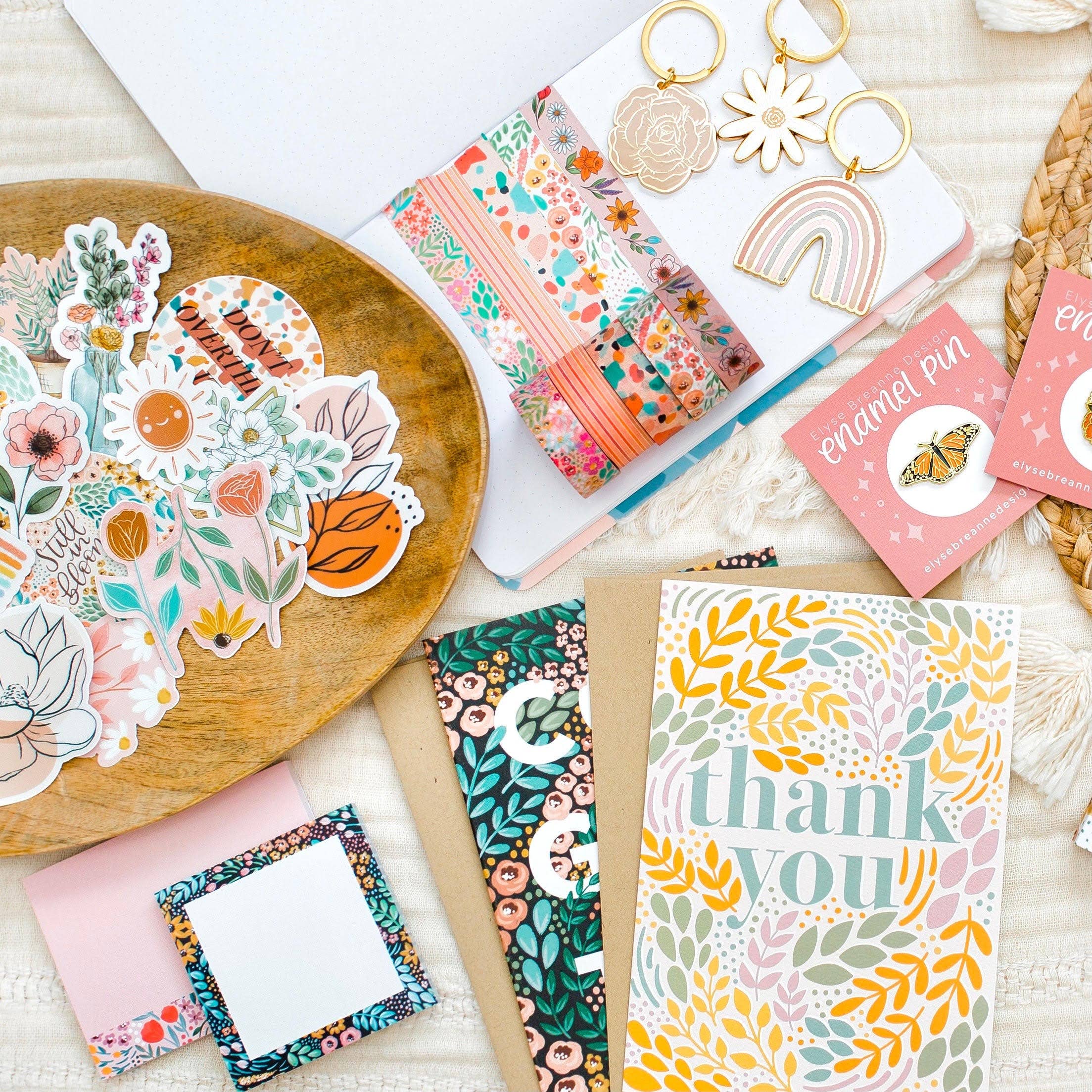 Elyse Breanne Design - Vente Porte-clés – femme - Porte-clés en métal pivoine rose 2x2 po.7