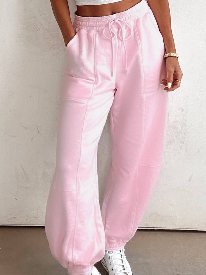 Lovesoft - Wholesale Lounge Sweatpants/jogging bottoms – Women's - Lilac Drawstring Elastic Waistband Solid Color Jogger Pants4