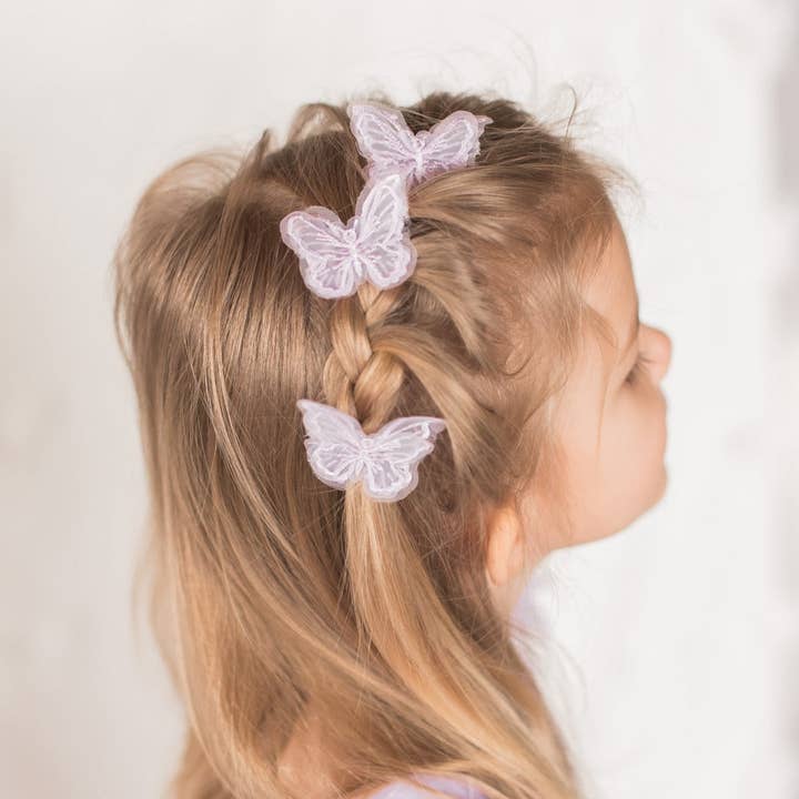 Set of 3 Purple Butterfly Clips for wholesale by Bebe Theory